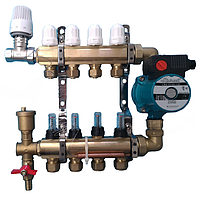 Коллектор для теплого пола  на 3 контура в сборе с насосом