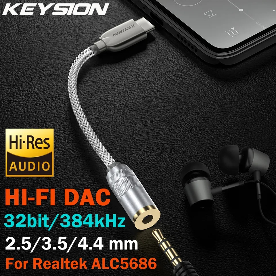 ⇒ Keysion HiFi DAC – це портативний ЦАП, посилювач на Realtek ALC5686 з виходом 2.5mm/3.5mm/4.4mm (на вибір)