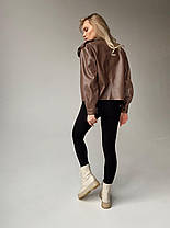 Трендова жіноча коротка куртка косуха з екошкіри Gs2451, фото 3