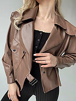 Трендова жіноча коротка куртка косуха з екошкіри Gs2451, фото 2