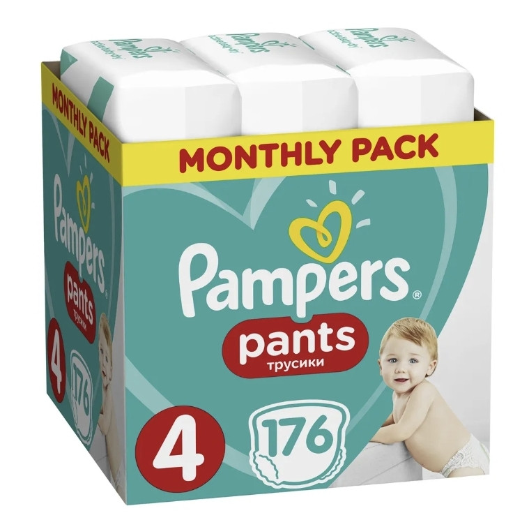 Підгузки трусики Pampers pants Розмір 4 (Maxi) 9-15 кг. 174 шт.