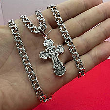 Срібний комплект хрестик з ланцюжком Срібло 925 проби на подарунок, фото 2
