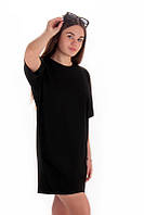 Платье-футболка для девочек подростков / стрейч-кулир 134, черный
