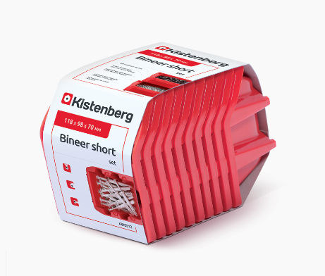 Набір червоних контейнерів Kistenberg Bineer Short  180 х 98 х 118 мм 10 шт