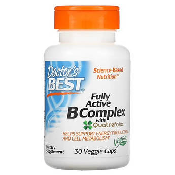 Вітаміни групи В, Doctor's Best Active B Complex with Quatrefolic 30 вегетаріанських капсул