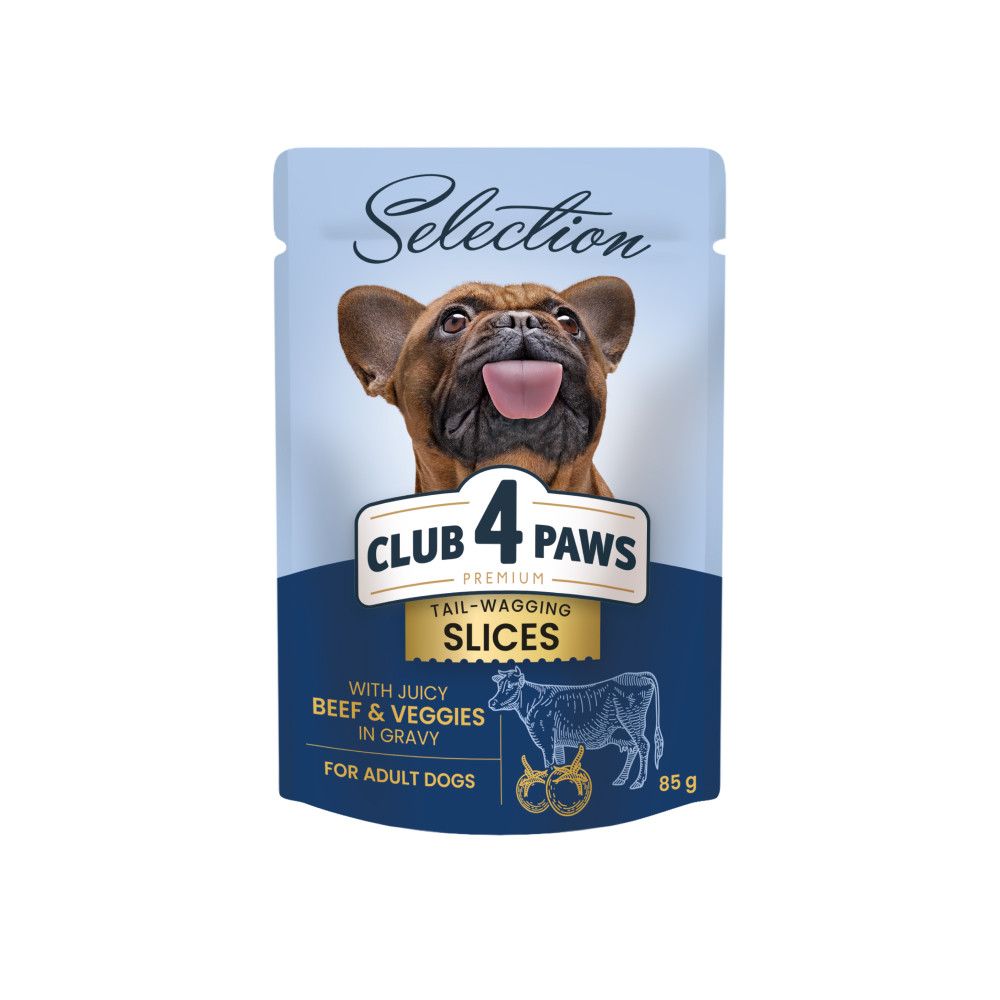 Вологий корм для собак CLUB 4 PAWS Premium Selection для малих порід з яловичиною та овочами в соусі 85 г