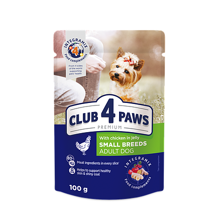 Вологий корм для собак CLUB 4 PAWS Premium з куркою в желе 100 г, фото 1