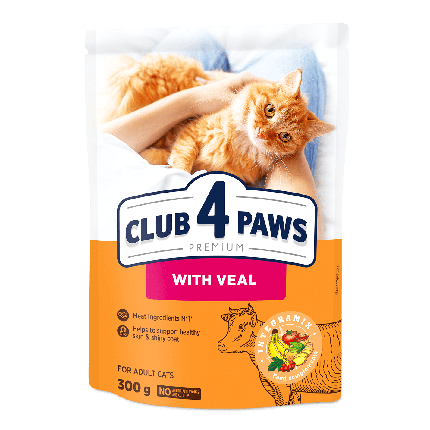 Сухий корм для котів CLUB 4 PAWS Premium з телятиною 300 г, фото 1
