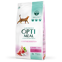 Сухой корм для кошек OPTIMEAL с чувствительным пищеварением с ягненком 10 кг