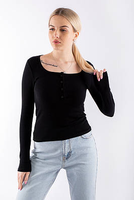 Пуловер жіночий з гудзиками чорний 4448 (2000000096674)