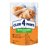 Влажный корм для кошек CLUB 4 PAWS Premium с курицей в соусе 85 г