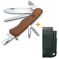 Комплект Нож Victorinox Forester Wood 0.8361.63 + Кожаный чехол + Фонарь