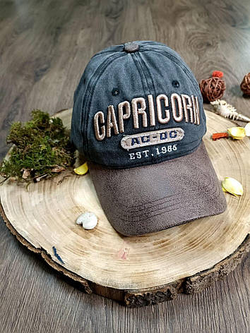 Кепка Бейсболка Чоловіча Жіноча capricorn шкіра колір чорний, фото 3