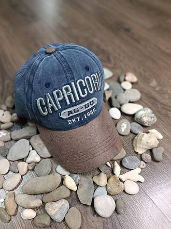 Кепка Бейсболка Чоловіча Жіноча capricorn шкіра колір синій, фото 3