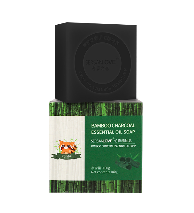 Мыло ручной работы SERSANLOVE Bamboo Charcoal Essential Oil Soap с эфирным маслом бамбукового угля 100 г - фото 1 - id-p1813932773