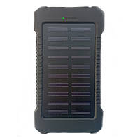 Power Bank Solar 10000мА/ч повербанк с солнечной панелью и фонариком (Black) | Батарея зарядная портативная