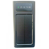 Power Bank Solar 50000мА/ч повербанк 4 в 1 с солнечной панелью, экраном, фонариком Black | Батарея зарядная