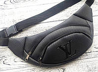 Чорна поясна сумка Louis Vuitton із еко-шкіри, бананка Louis Vuitton, модна брендова сумка LV