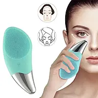 Электрическая силиконовая щетка очиститель пор , Щетка-массажер для чистки лица Sonic Facial Brush Голубая