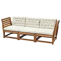 НЭММАРО 3-местный модульный диван, садовый, с подлокотниками светло-коричневая морилка/Куддарна бежевый