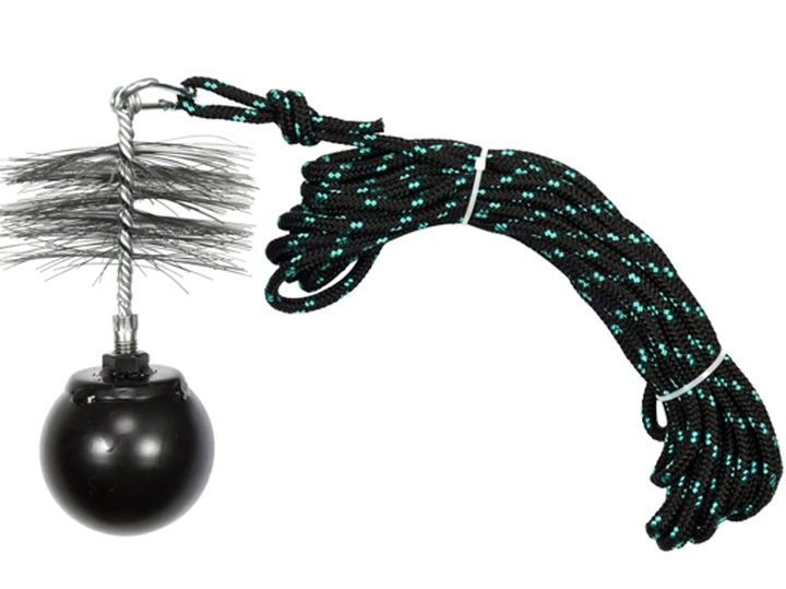 Набір для очищення димоходів шнур Ø = 6 мм, l = 10 м ерш Ø = 125 мм гиря-1.3 кг, 73031 VOREL, фото 1