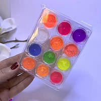 Набор пигментов цветных для дизайна ногтей, 12 шт (№ LB-004)