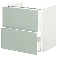 ENHET Умывальник с 2 ящиками, белый/бледно-серо-зеленый, 60x42x60 см