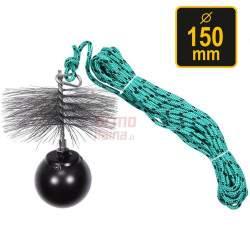 Набір для очищення димарів шнур Ø= 6 мм, l= 10 м йорж Ø= 150 мм гиря- 1.3 кг, 73032 VOREL, фото 1