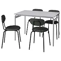 ГРОСАЛА / ОСТАНО Стол и 4 стула, серый/Реммарн темно-серый, 110 см