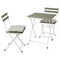 ТЭРНО Стол+2 стула, садовый, белый/зеленый/Куддарна серый