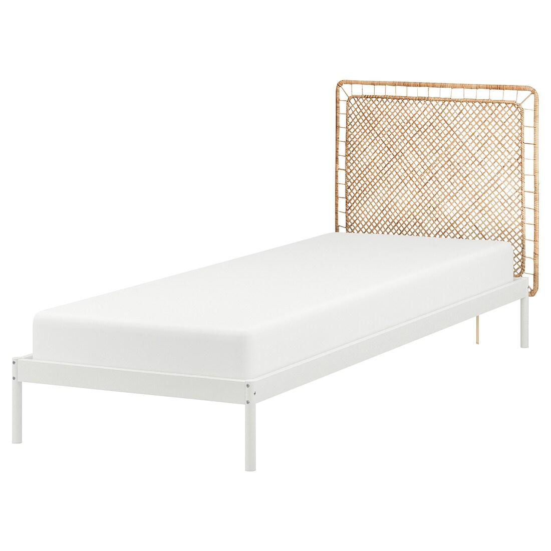VEVELSTAD Каркас ліжка з 1 узголів'ям, білий/ротанг Tolkning, 90x200 см