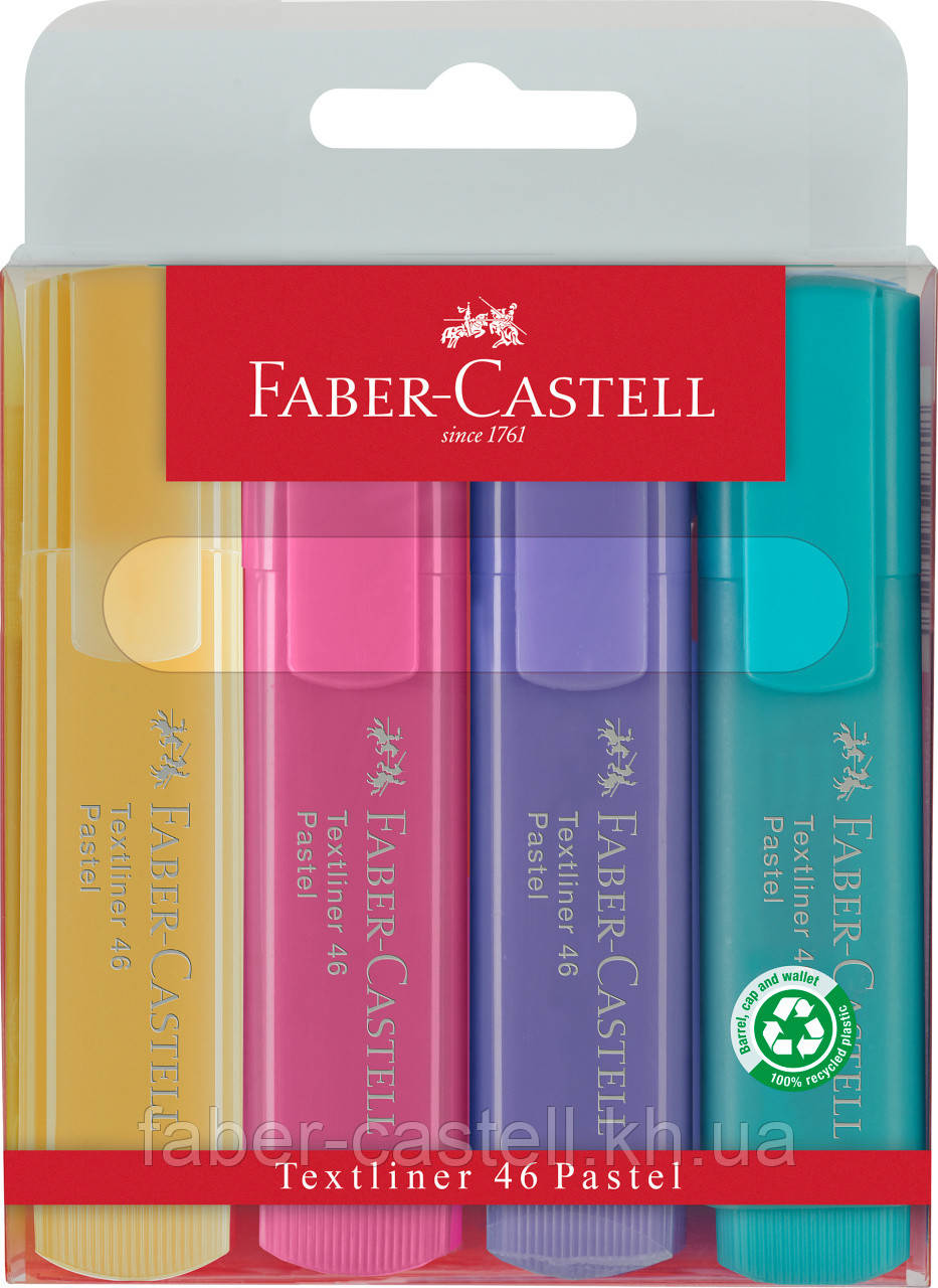 Набір маркерів пастельних відтінків Faber-Castell Textliner 46 Pastel, 4 кольори, 154610