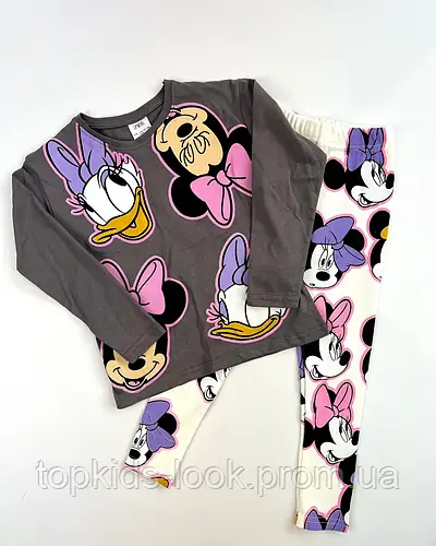 Купить Костюм для девочки Микки с лосинами в рубчик 3-9 лет трикотажный ...