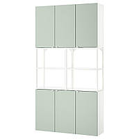 ENHET Книжный шкаф, белый/бледно-серо-зеленый, 120x32x225 см