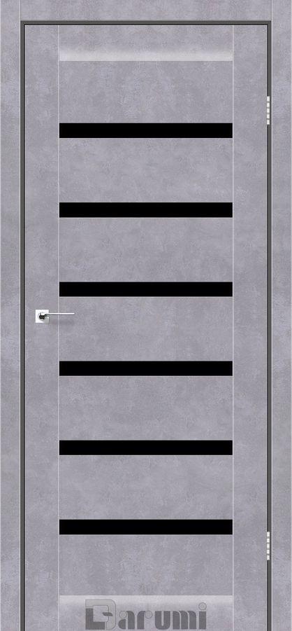 Двері міжкімнатні VELA / DARUMI ДАРУМІ / ПВХ / Сірий Бетон / Чорне скло