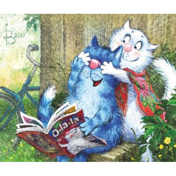 Картина за номерами 40х50 см DIY (без коробки) Кішки, що читають (Y5080_O), фото 1