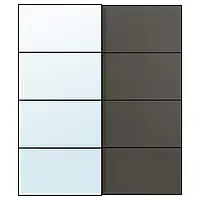 AULI / MEHAMN Раздвижная дверь, чёрное зеркало/тёмно-серый с 2 сторон, 200x236 см