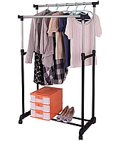 Телескопічна подвійна стійка-вішалка для одягу та взуття Double Pole Clothes Horse (VE51)