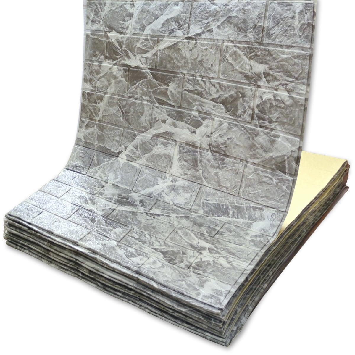 Самоклеющаяся декоративная 3D панель под кирпич черный мрамор в рулоне 3080x700x3мм, фото 1