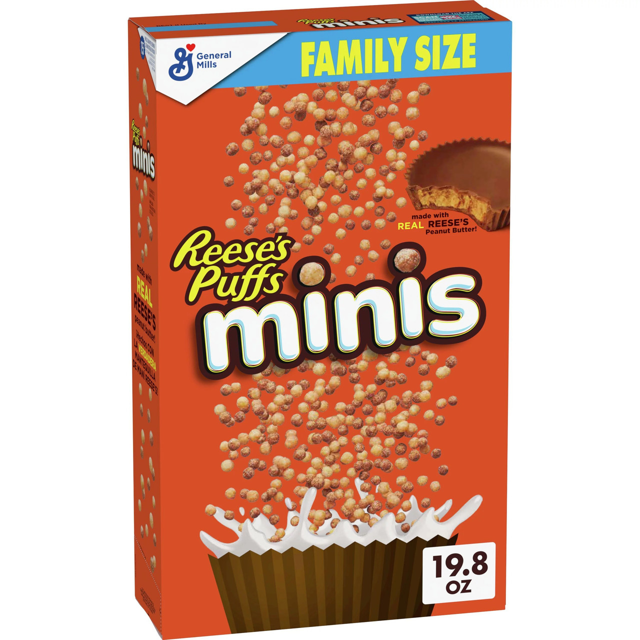 Сухий сніданок Reese's Puffs Minis Breakfast Cereal Chocolate Peanut Butter Cereal Family Size 560 g, фото 1