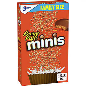 Сухий сніданок Reese's Puffs Minis Breakfast Cereal Chocolate Peanut Butter Cereal Family Size 560 g