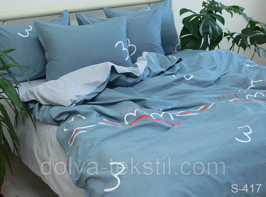 Сатин Сімейний комплект постільної білизни, бавовна ТМ TAG з компаньйоном S417, фото 1