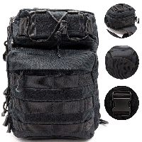 Тактическая однолямочная сумка на 20л (32x25x16 см), Черная / Многоцелевой рюкзак через плечо / Сумка-рюкзак