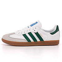 Мужские кроссовки Adidas Samba OG White Green Brown, белые кожаные кроссовки адидас самба