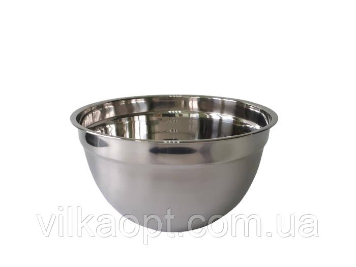 Миска кухонна для міксера з нержавіючої сталі глибока матова D 28 cm H 15 cm 5,8 л Нержавіюча сталь