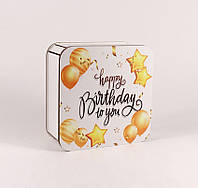 Деревянная коробка "Happy Birthday" воздушные шарики маленькая