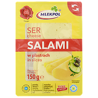 Сир нарізка салямі Млекпол Mlekpol salami 150g 12шт/ящ (Код: 00-00013855)