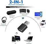 2 в 1 Bluetooth 5.0 Аудіо Передавач і Приймач (Transmitter+Receiver) Адаптер, фото 2