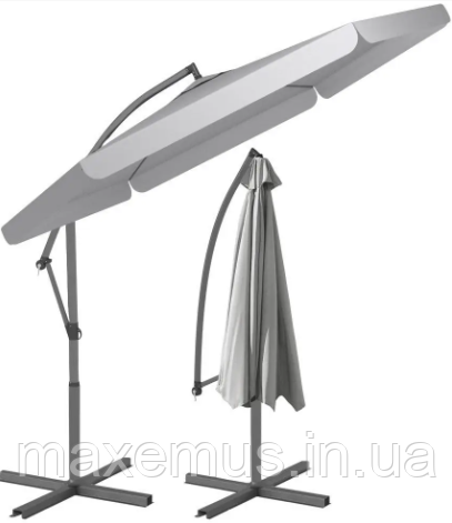 Парасолька садова велика стильна парасолька садова з нахилом FunFit Garden сіра 3м Парасолька велика від сонця розкладна