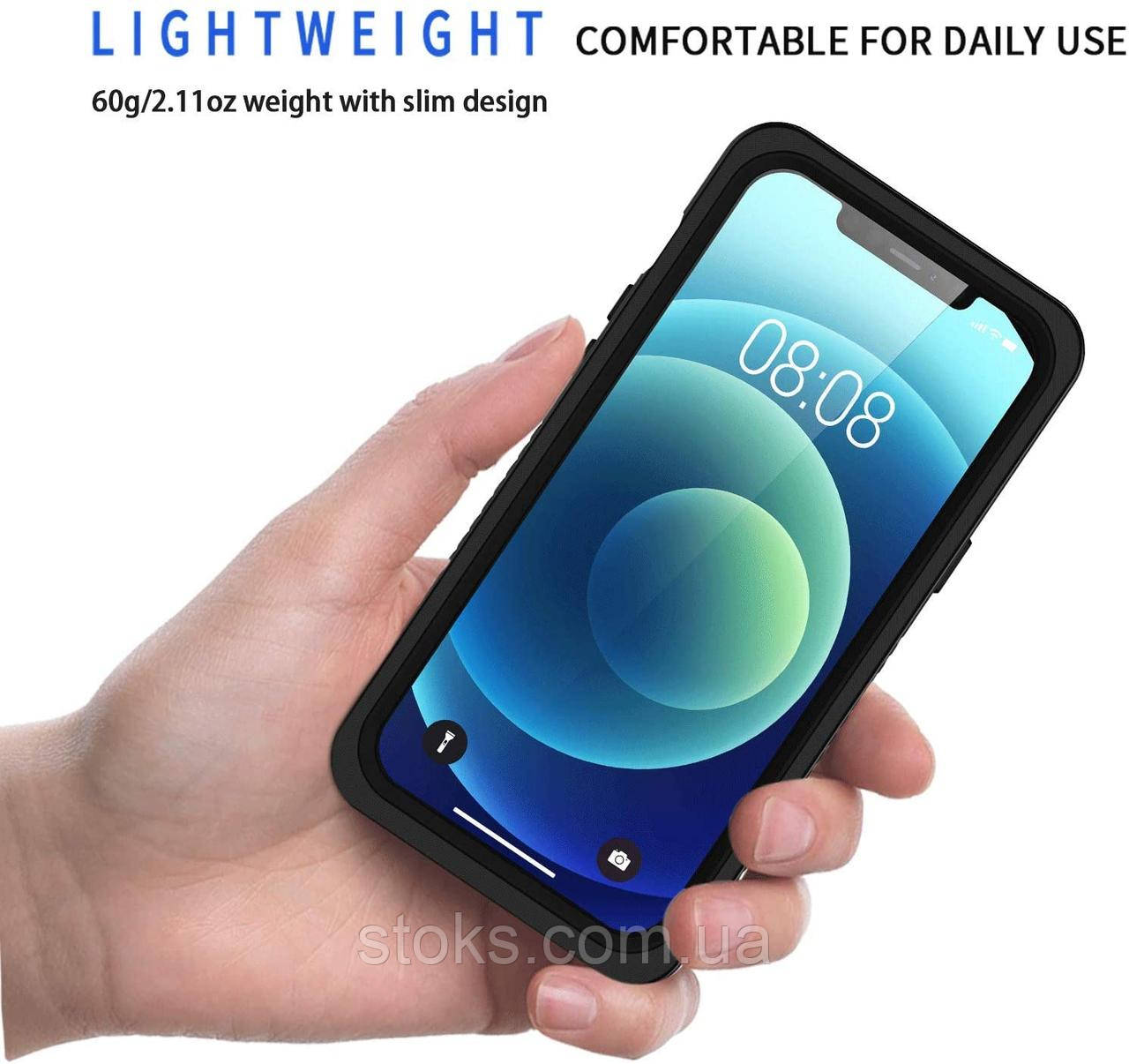 Чохол корпус для iPhone 12 Pro Max 360 Скло/Пластик Водонепроникний IP 67 Прозорий/Чорний, фото 1